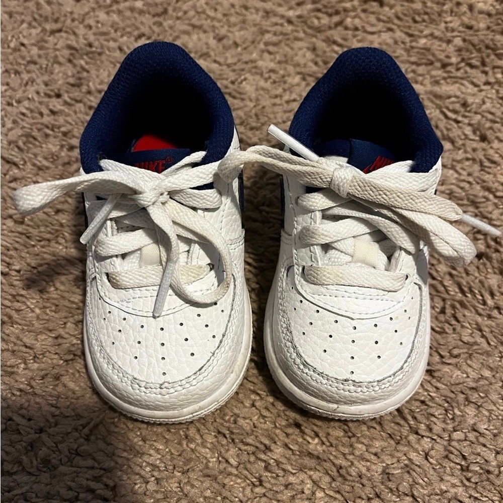 Nike Air Force 1s Unisex Baby Shoes Size 4c White blue and red